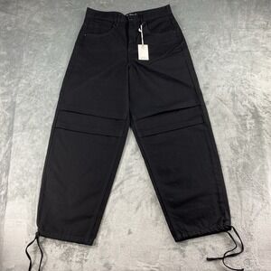 Good American Jeans Womens Size 2/26 Black Uniform Pants Lantern Ankle Baggy NWT